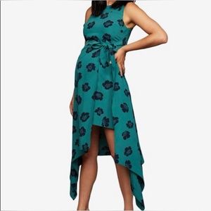 A Pea in the Pod Green Floral Maternity Dress - L